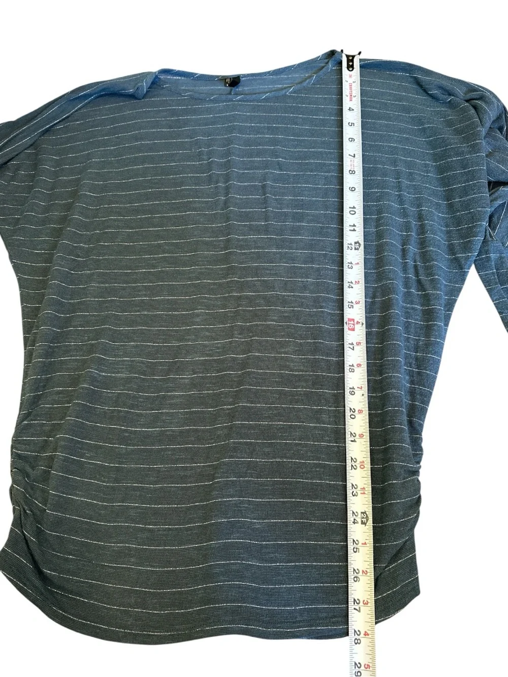 Maurices Heathered Blue Knit Top with Subtle Stripe Texture | Large - Picture 6 of 8